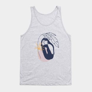 Summer Women Leaf Illustrations Tank Top